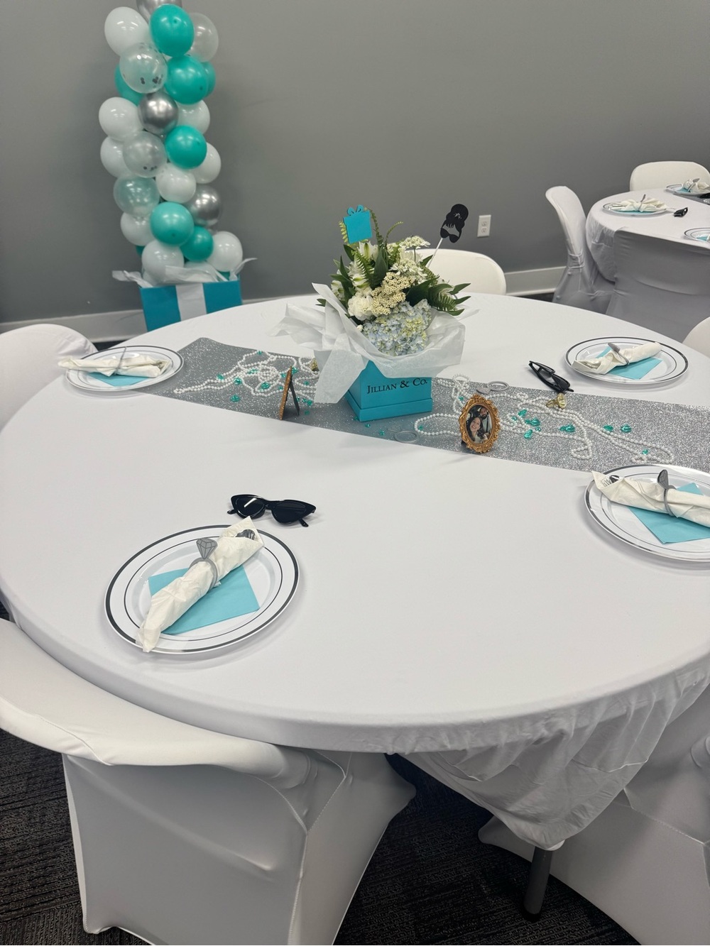 Breakfast at Tiffany’s Teal Blue Bridal Shower/Birthday Table & Wall Decor - Picture 11 of 12